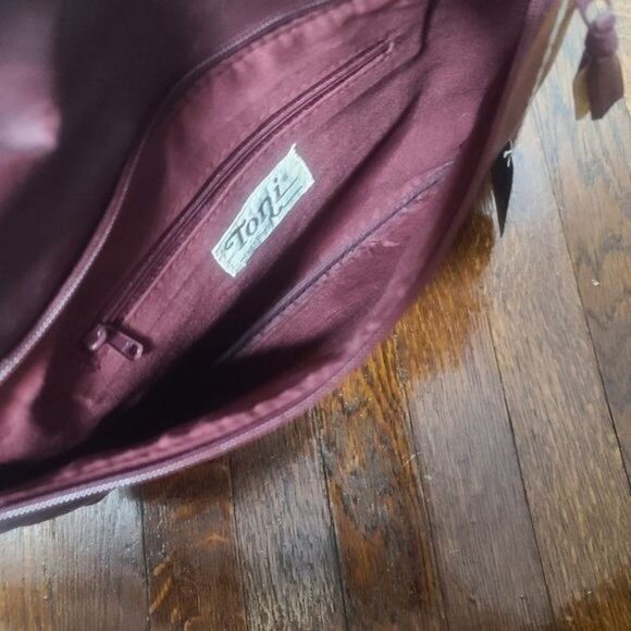 Nwt Deadstock Vintage 80s Burgundy Foldover Large Clutch Purse - Picture 10 of 13